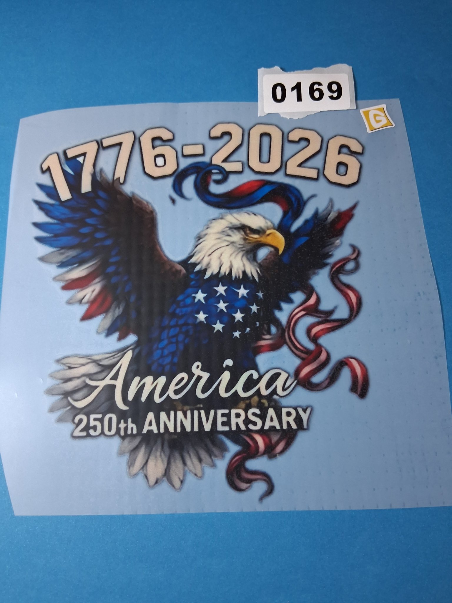 Patriotic Decal — INV 169 G: America 250th Anniversary Eagle (Red, White & Blue)